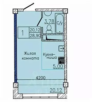 Студия Ставропольский край, Пятигорск ул. Ермолова, 28А (28.9 м) - Фото 1