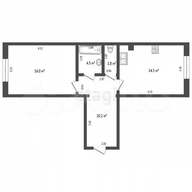 1-к. квартира, 47 м, 1/3 эт. - Фото 0