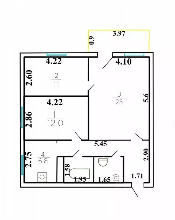 3-к кв. Москва просп. Мира, 186к1 (68.0 м) - Фото 2