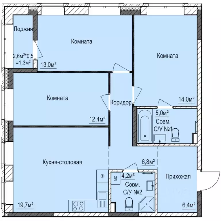 3-к кв. Удмуртия, Ижевск ул. 10 лет Октября, 79 (82.8 м) - Фото 0