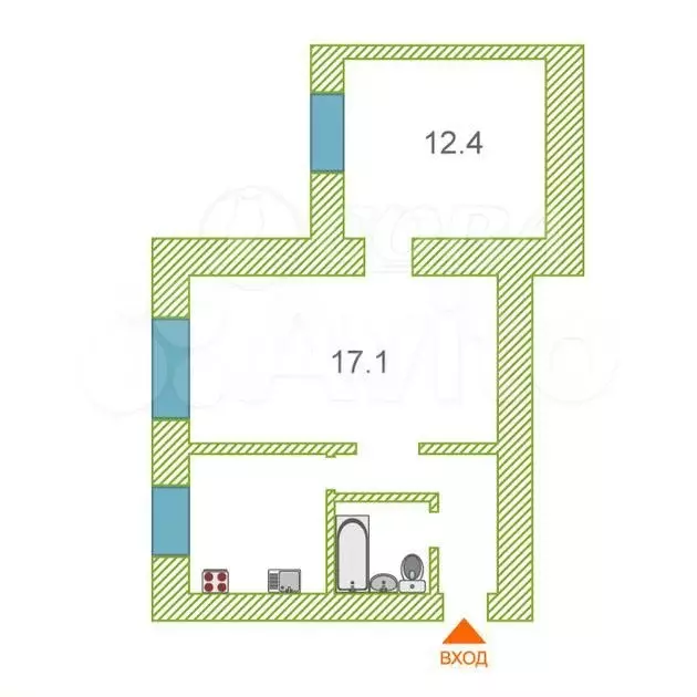 2-к. квартира, 43 м, 5/5 эт. - Фото 0