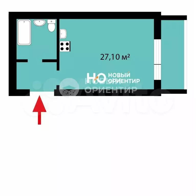 Квартира-студия, 27,1 м, 12/17 эт. - Фото 0