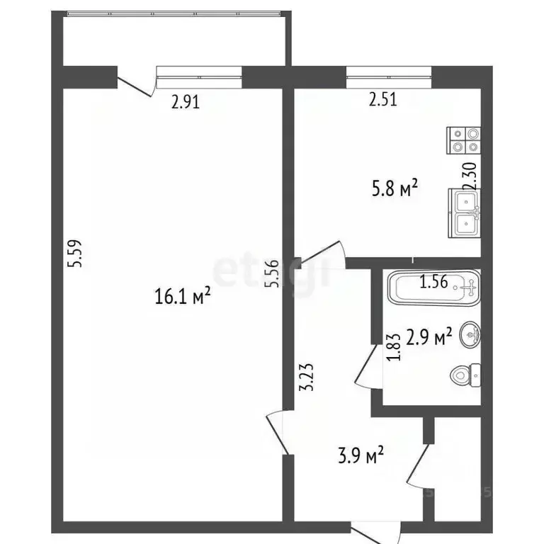 1-к кв. Самарская область, Самара Коллективный пер., 3 (29.4 м) - Фото 2