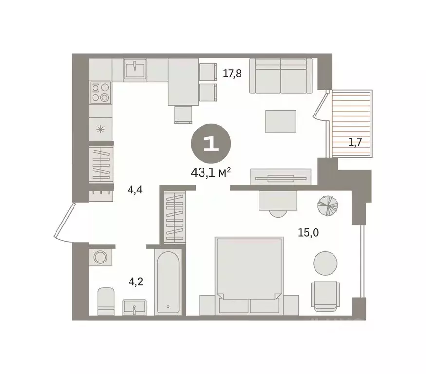 1-к кв. Новосибирская область, Новосибирский район, Краснообск рп ... - Фото 0