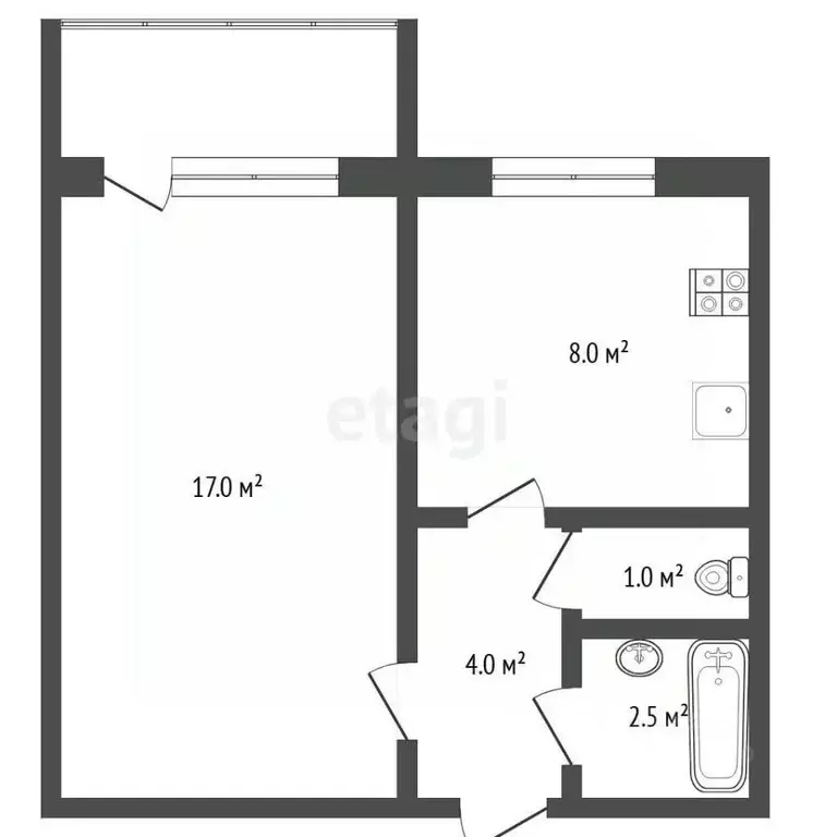 1-к кв. Тюменская область, Тюмень ул. Мельникайте, 135 (33.0 м) - Фото 2