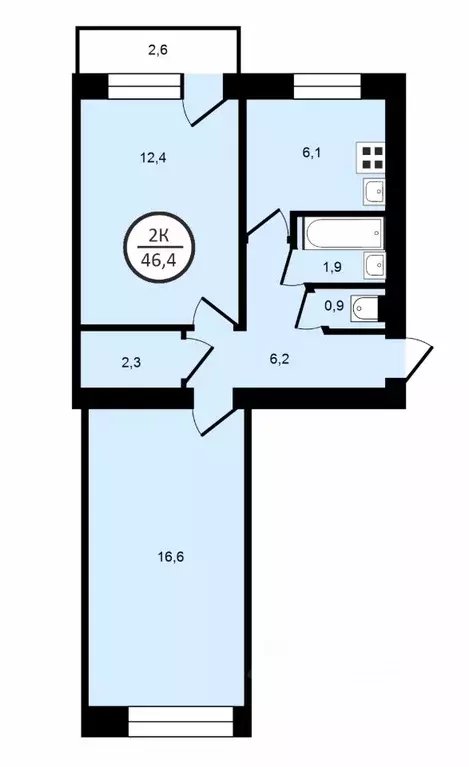 2-к кв. Владимирская область, Ковров ул. Ногина, 8 (46.4 м) - Фото 2