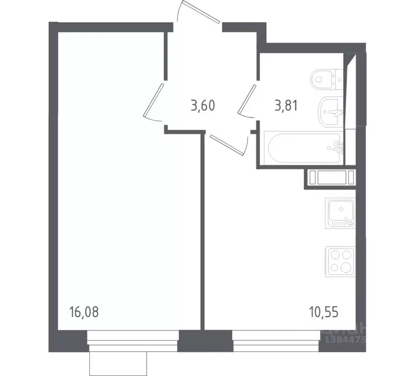 1-к кв. Московская область, Химки городской округ, д. Юрлово к1/2 ... - Фото 1