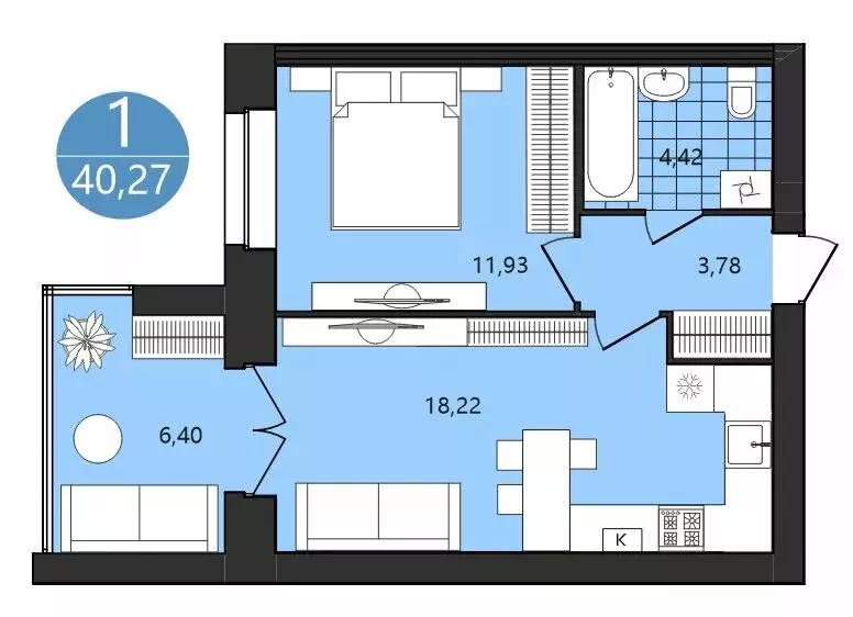 1-комнатная квартира: Ярославль, Клубная улица, 18 (40.27 м) - Фото 1