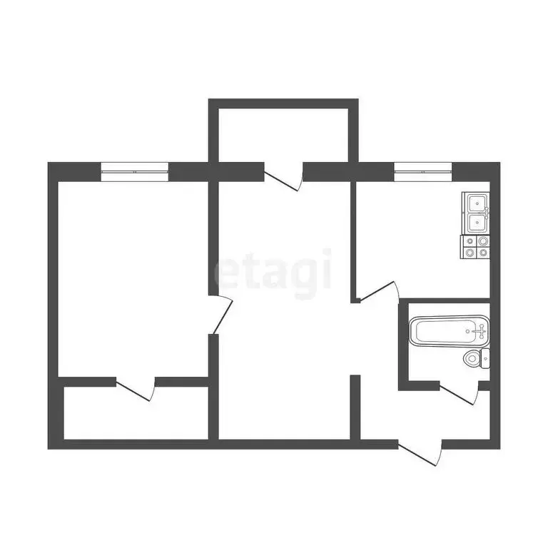 2-комнатная квартира: Нальчик, улица Идарова, 2 (42.2 м) - Фото 1