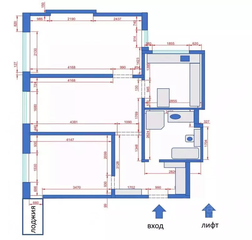 3-к кв. Санкт-Петербург Гаккелевская ул., 18к1 (72.0 м) - Фото 2
