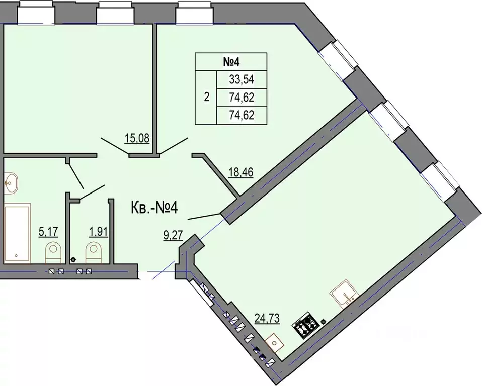 2-к кв. Костромская область, Кострома ул. Козуева, 114 (74.62 м) - Фото 0