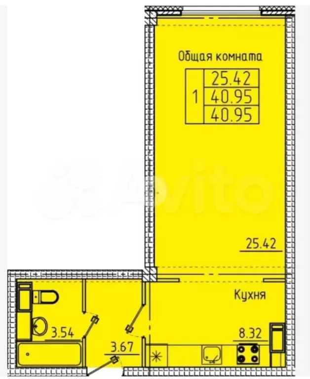 Квартира-студия, 40,9 м, 16/17 эт. - Фото 0