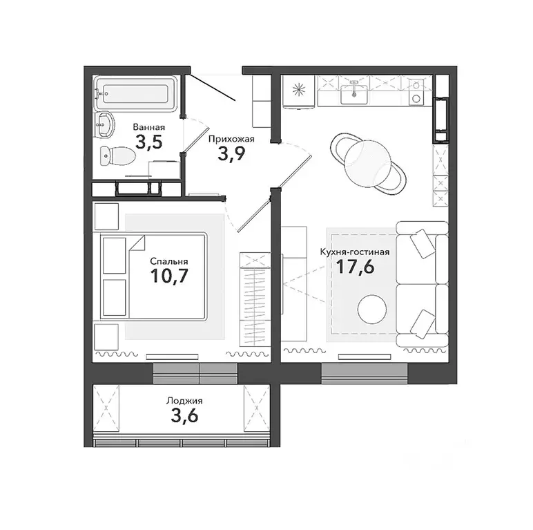 2-к кв. Новосибирская область, Новосибирск Спортивная ул., 45 (39.3 м) - Фото 2