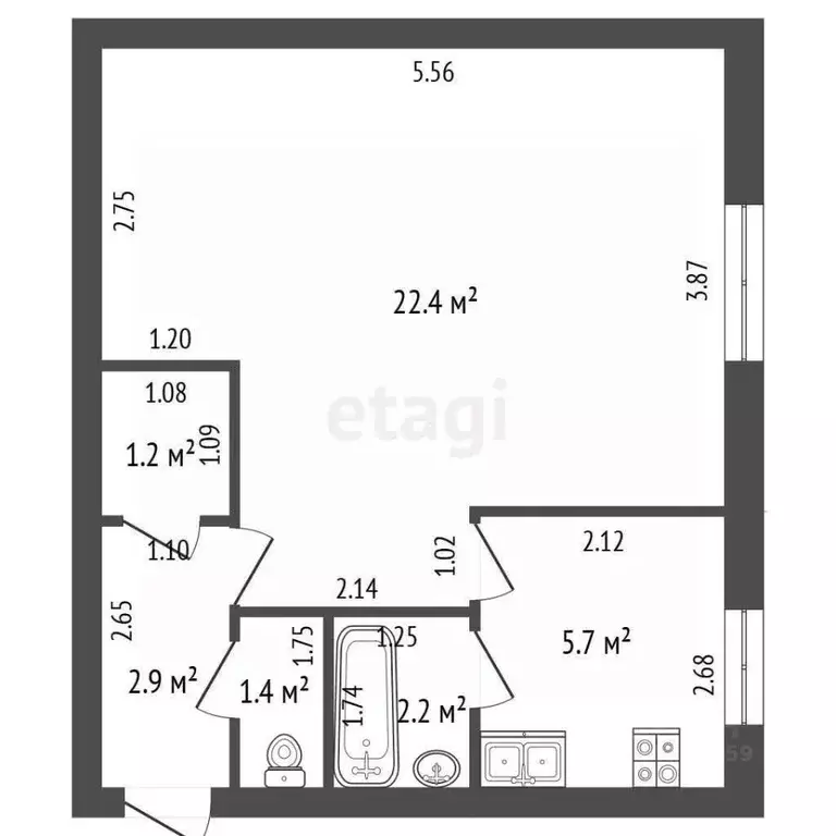 1-к кв. Саха (Якутия), Якутск городской округ, с. Табага ул. ... - Фото 2