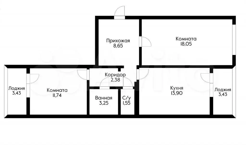 2-к. квартира, 61,1 м, 5/16 эт. - Фото 0