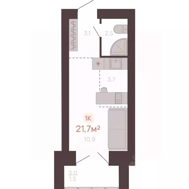 1-к кв. Алтайский край, Новоалтайск ул. Южсиба, 52А (21.7 м) - Фото 1