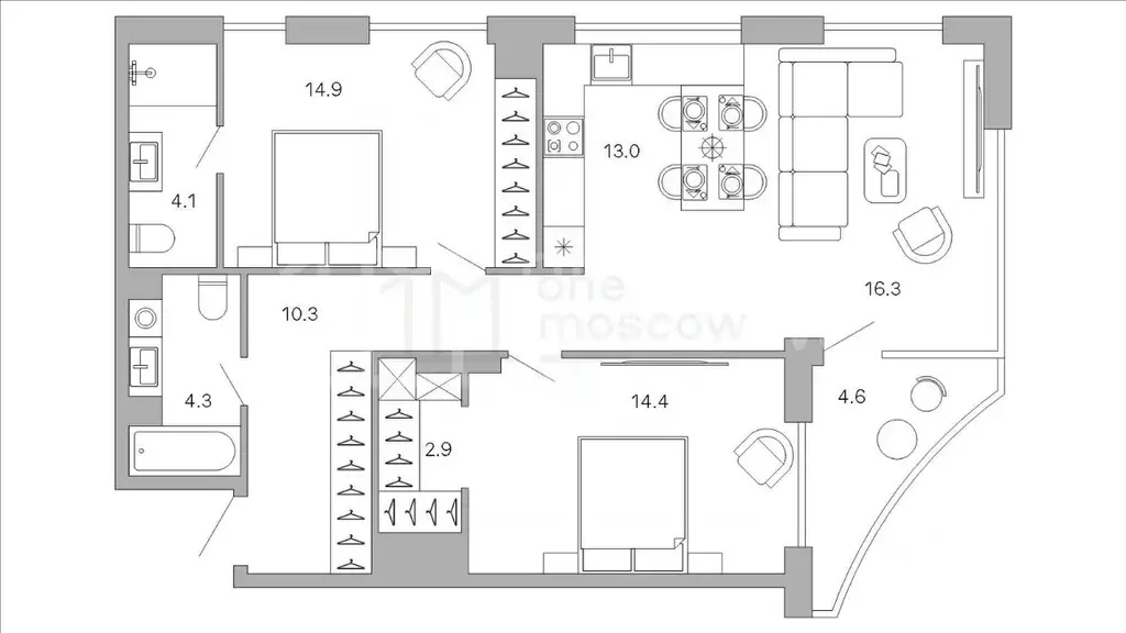 3-к кв. Москва бул. Чкаловский, 6к1 (81.0 м) - Фото 1