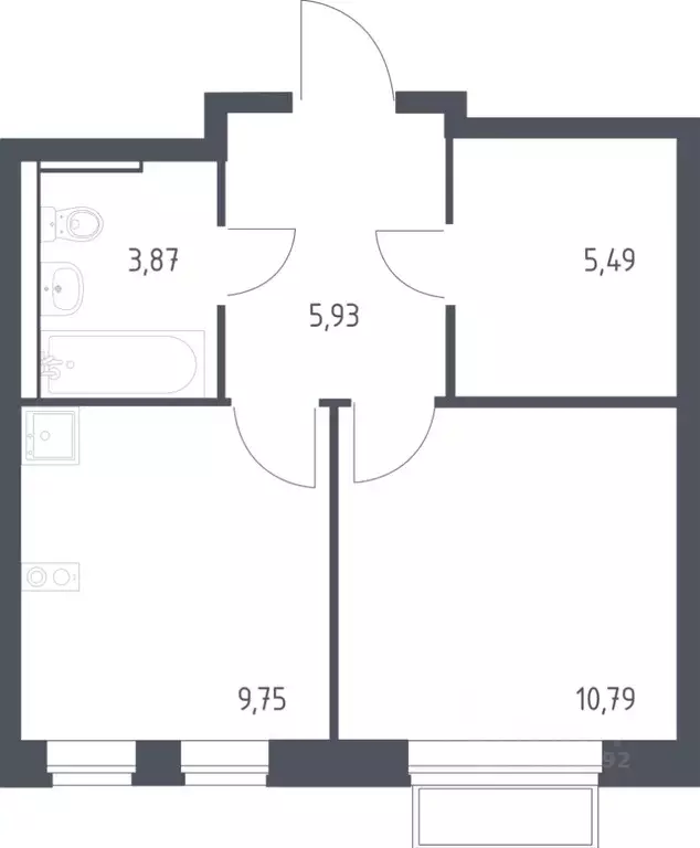 1-к кв. Москва д. Большое Свинорье, ш. Боровское, 62к2 (35.83 м) - Фото 0