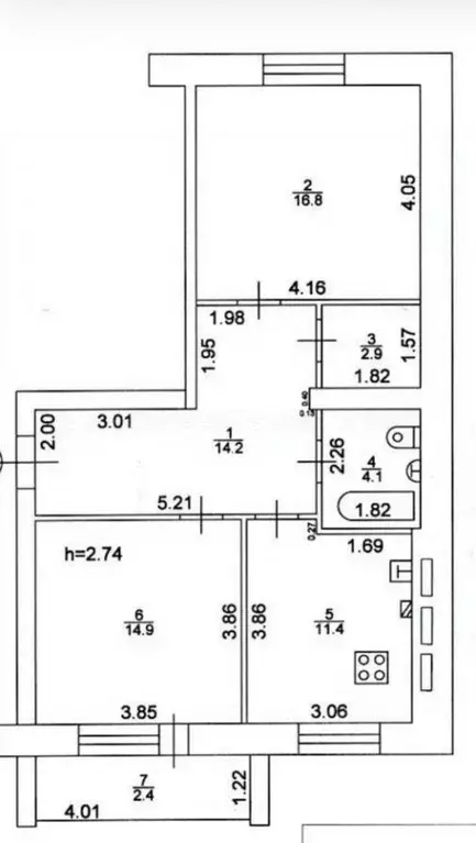 2-к кв. Татарстан, Казань ул. Интернациональная, 13А (64.3 м) - Фото 2