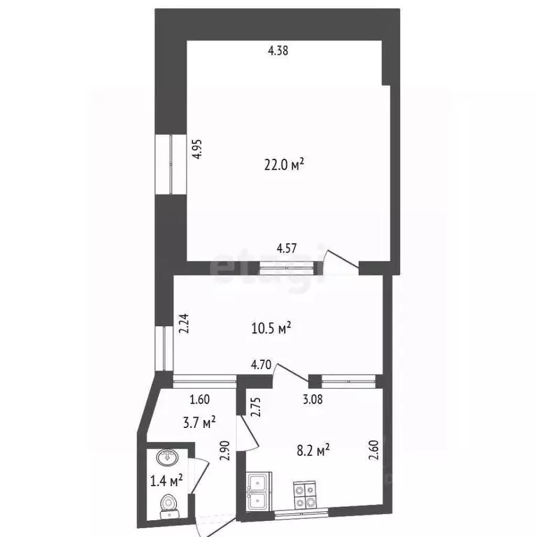 2-к кв. Крым, Ялта ул. Массандровская, 40 (45.8 м) - Фото 2