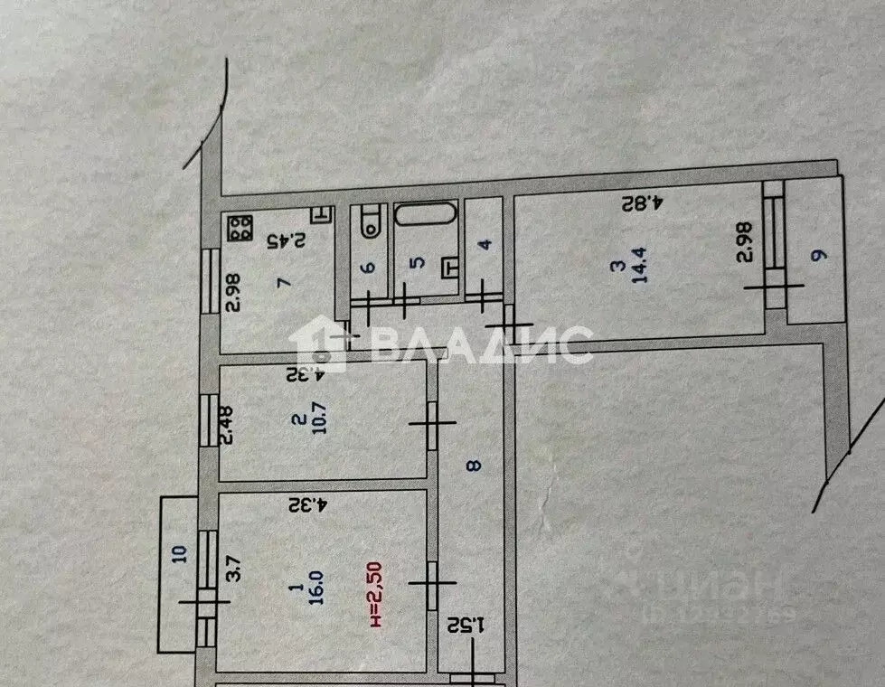 3-к кв. Пензенская область, Пенза ул. Бородина, 25 (67.3 м) - Фото 2