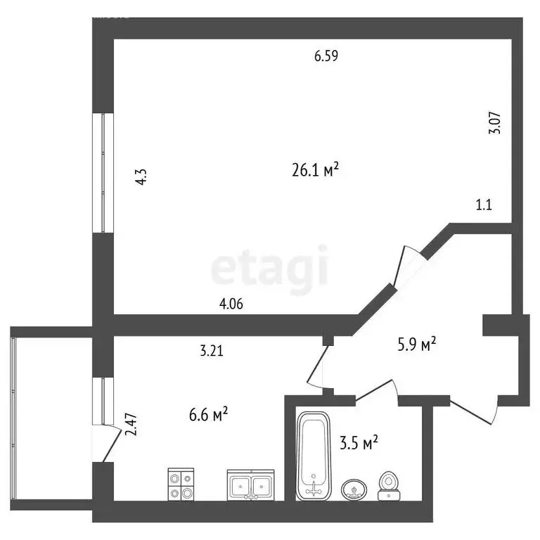 1-комнатная квартира: Новый Уренгой, район Северная Жилая Часть, ... - Фото 1