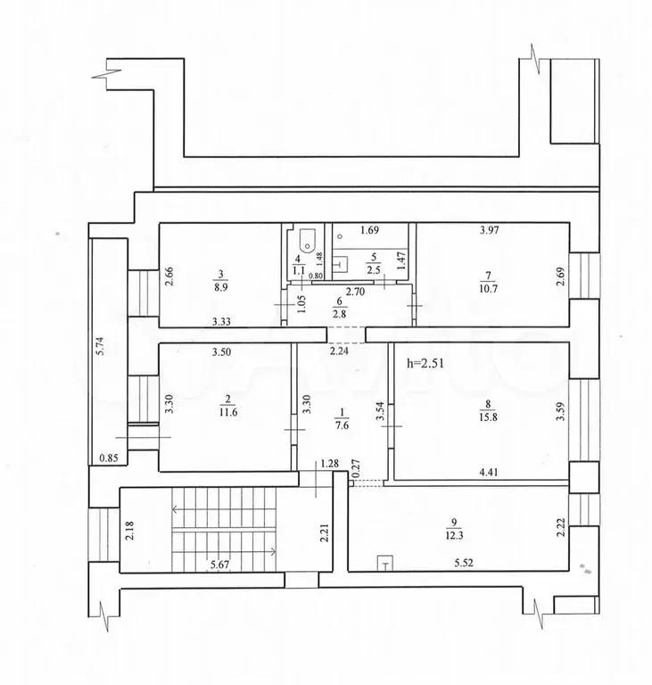 4-к. квартира, 73,3 м, 5/5 эт. - Фото 0