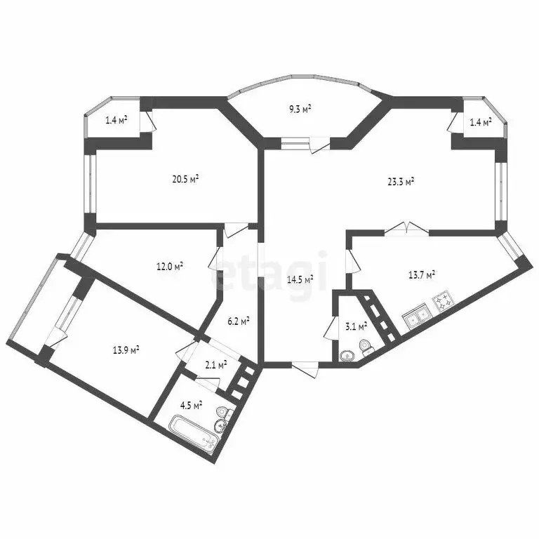 3-комнатная квартира: село Мысхако, Новая Заречная улица, 11А (146 м) - Фото 0