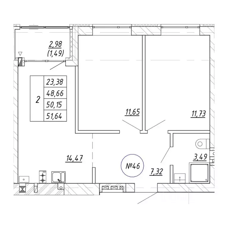 2-к кв. Калининградская область, Зеленоградск  (50.15 м) - Фото 1