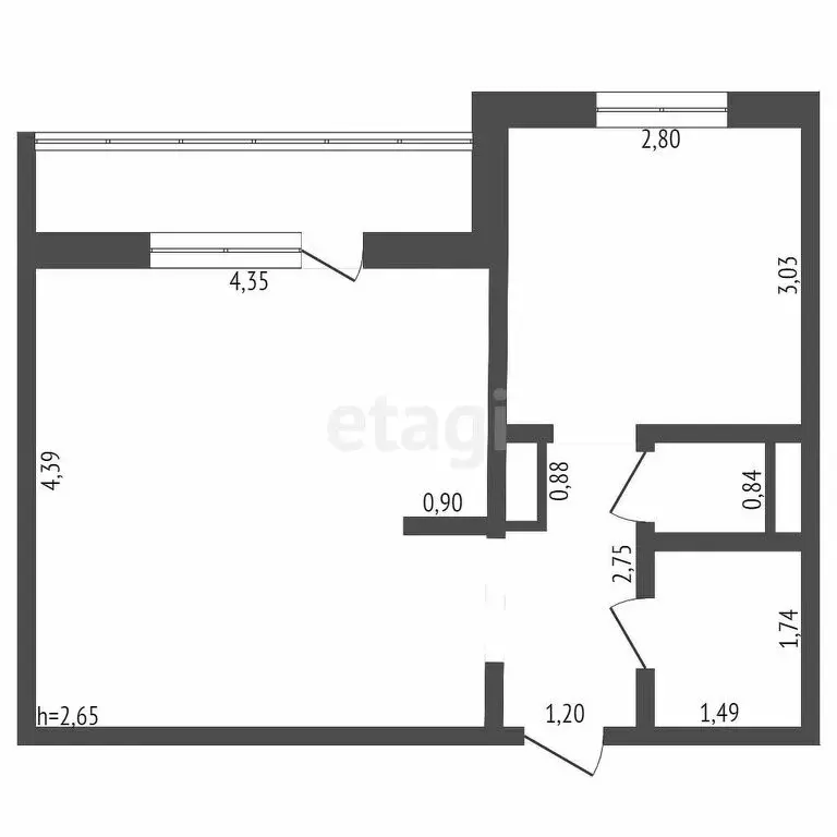 1-комнатная квартира: Кемерово, Октябрьский проспект, 103 (33.6 м) - Фото 1