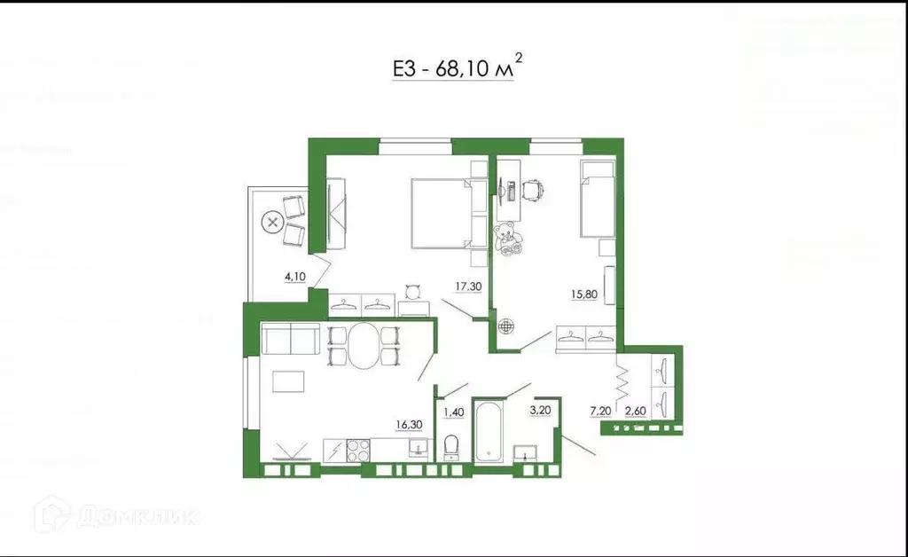 Продаётся 2-к квартира, 68.1 м - Фото 0
