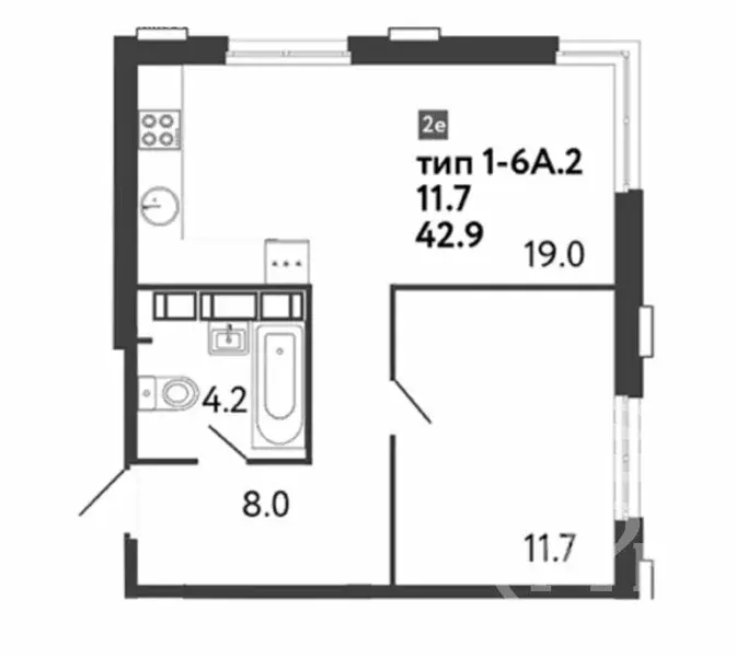 1-комнатная квартира: Санкт-Петербург, улица Шостаковича, 3к1 (42.9 м) - Фото 1