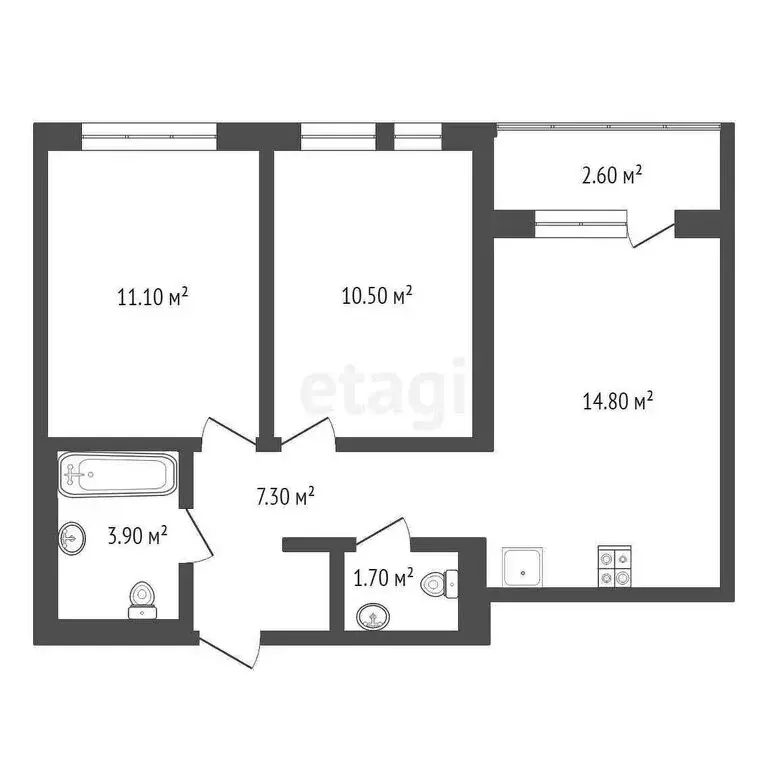 2-комнатная квартира: Тюмень, Полевая улица, 115 (49.5 м) - Фото 0