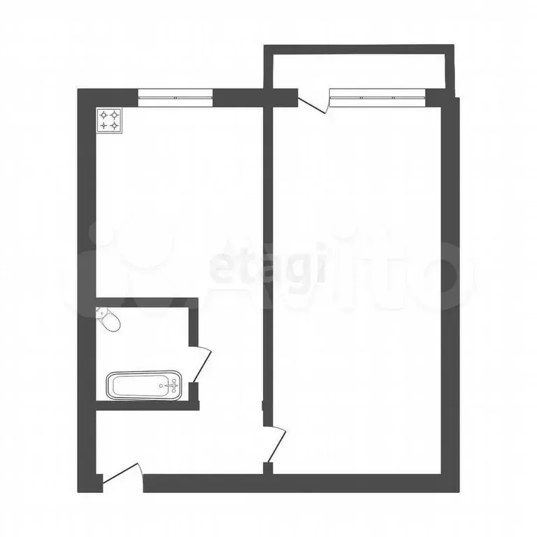 1-к. квартира, 39 м, 5/9 эт. - Фото 0