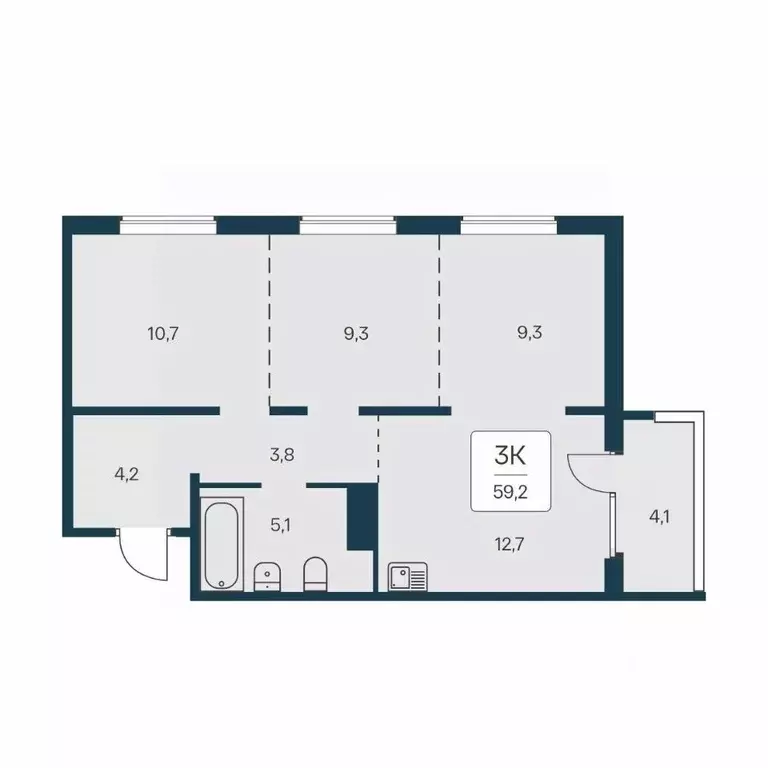 3-к кв. Новосибирская область, Новосибирск Игарская ул., 6 (59.2 м) - Фото 0