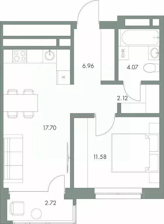 1-к кв. Ханты-Мансийский АО, Сургут ул. Крылова (45.15 м) - Фото 0