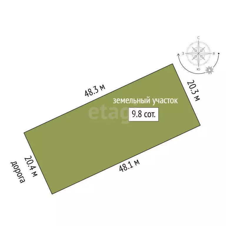 Участок в Российский, Рябиновая улица (9.78 м) - Фото 0