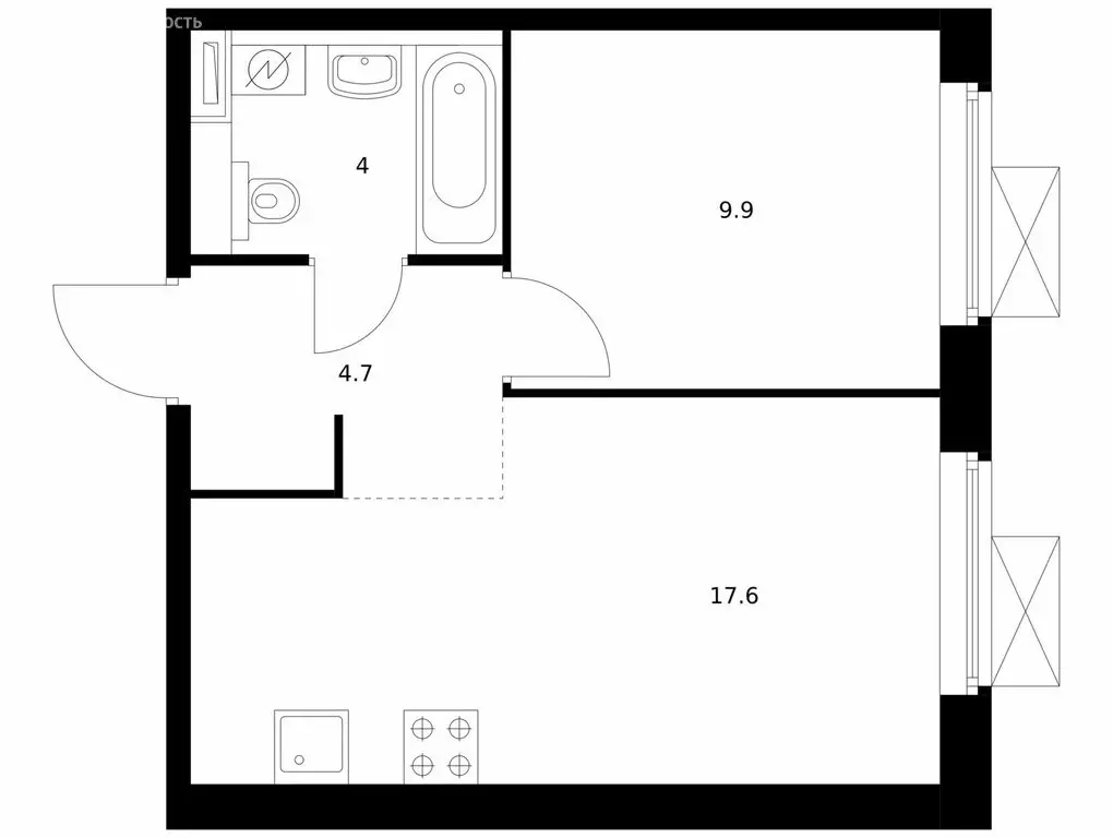 1-комнатная квартира: посёлок городского типа Боброво, ЖК Восточное ... - Фото 1