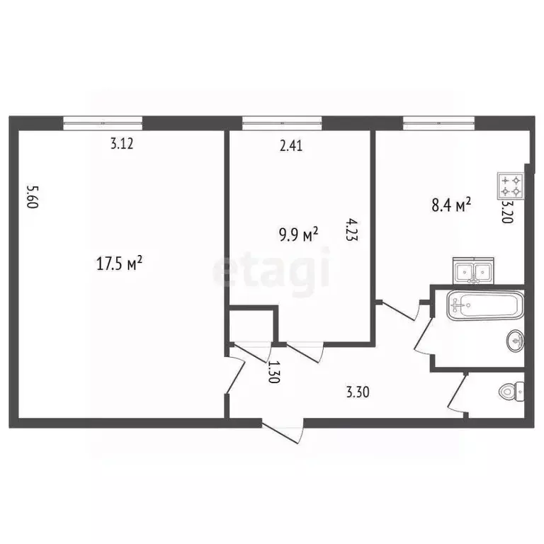 2-к кв. Санкт-Петербург просп. Большевиков, 21 (44.3 м) - Фото 2
