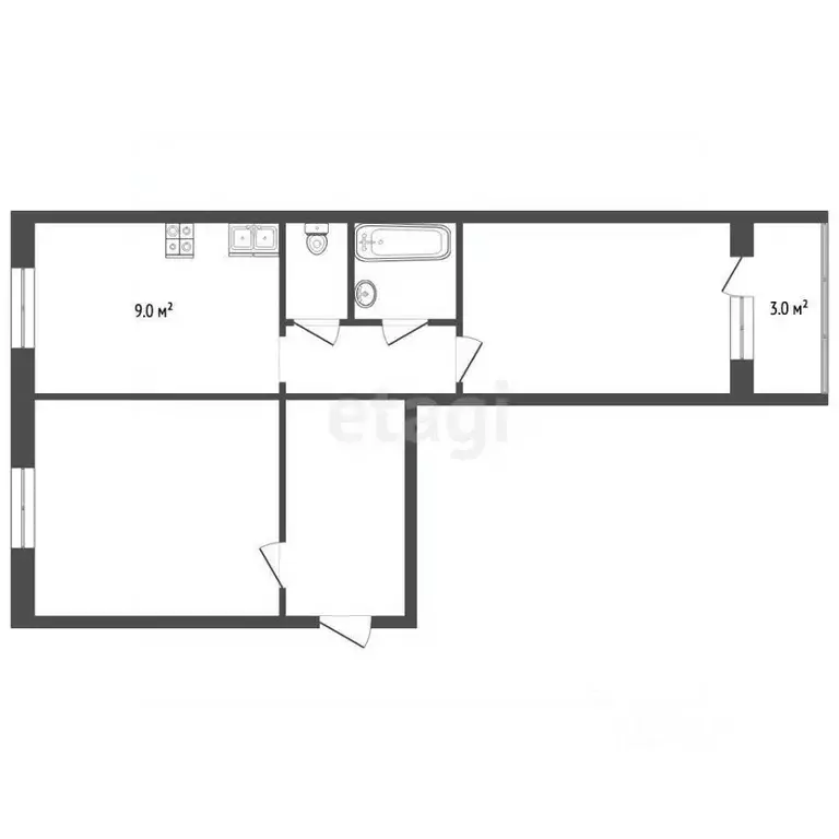 2-к кв. Ямало-Ненецкий АО, Муравленко ул. Ленина, 62 (51.6 м) - Фото 1