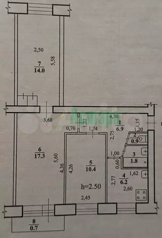 3-к. квартира, 57,5 м, 3/5 эт. - Фото 0