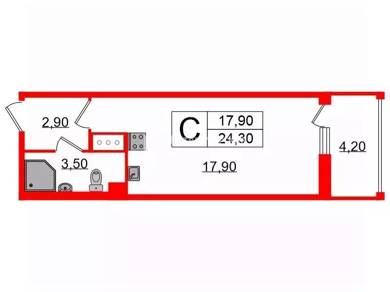 Студия Санкт-Петербург просп. Буденного, 23к1 (24.3 м) - Фото 0