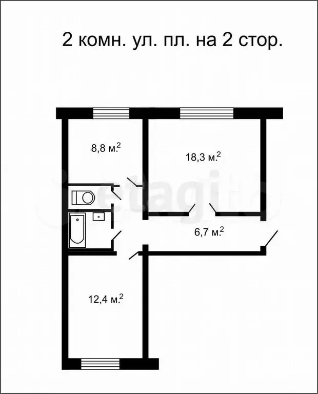 2-к. квартира, 52 м, 1/5 эт. - Фото 0