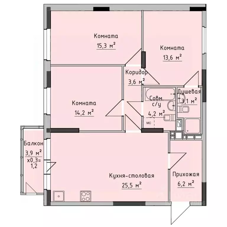 3-к кв. Удмуртия, Ижевск ул. Холмогорова, 89 (87.43 м) - Фото 0