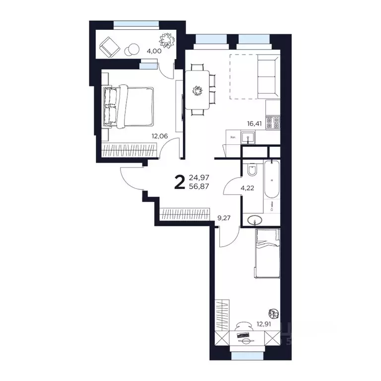 2-к кв. Московская область, Химки  (56.87 м) - Фото 1