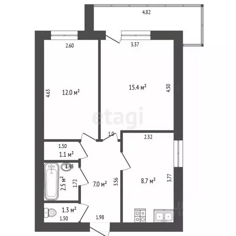 2-к кв. Московская область, Дмитров ул. Космонавтов, 47 (48.0 м) - Фото 1