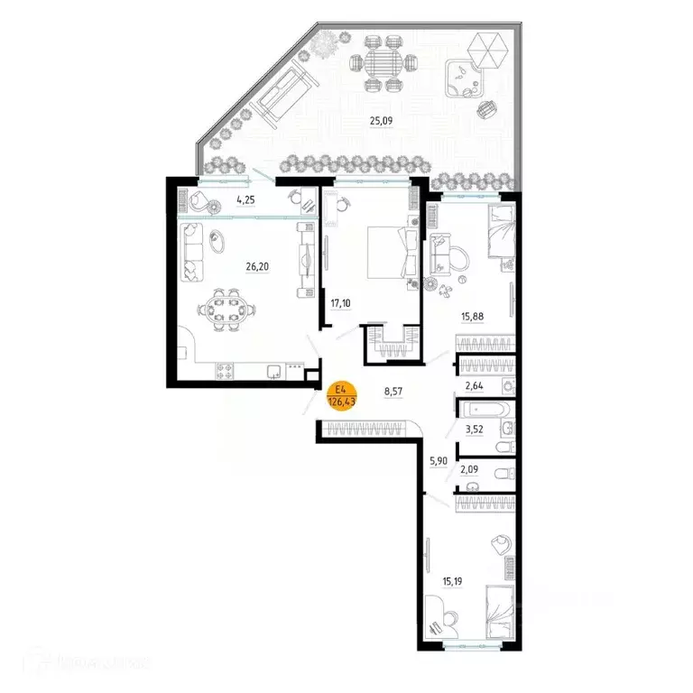 3-к кв. Рязанская область, Рязань ул. Земнухова, 2 (126.43 м) - Фото 0