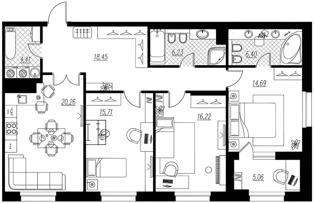 3-к кв. Санкт-Петербург проезд Петровская коса, 6к1 (105.3 м) - Фото 1