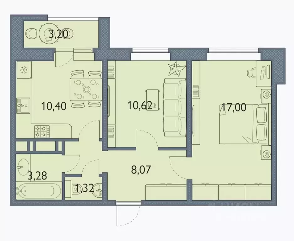 2-к кв. Брянская область, Брянск просп. Станке Димитрова, 67к7 (51.0 ... - Фото 1