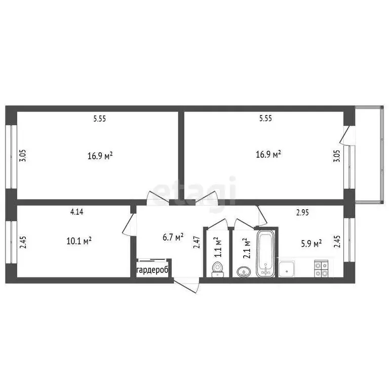 3-комнатная квартира: Архангельск, улица Тимме, 9 (61.2 м) - Фото 1